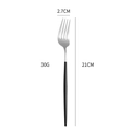 21cm stainless steel dinner fork with slim black handle and silver head 30g weight - Black Silver Dinner Fork