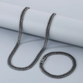Set collana e bracciale a catena cubana in acciaio al titanio grigio vintage - Set Nero Antico 7mm