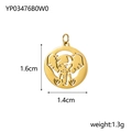 Golden stainless steel circular elephant charm pendant for DIY jewelry making - Mammoth / Gold