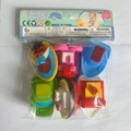 Baby bath toy set with 6 colorful mini plastic boats and vehicles in retail packaging - 6-Piece Flower Boat Group
