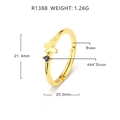 Spécifications détaillées de la bague papillon dorée avec zircon bleu et matériau en laiton - 18k Bleu