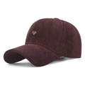Herringbone dark red baseball cap with small gold heart metal logo and curved brim - Adjustable / Burgundy