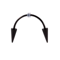 Black stainless steel horseshoe lip ring with conical spikes and transparent O-ring - Tiger Tooth Spike / Black