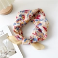 Vibrant floral cotton linen square scarf in yellow, pink and blue with a silk-like finish - 34 Cotton - Abstract Flower Yellow