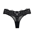 Elegante perizoma in pizzo nero con rete floreale e design a vita bassa da donna - M / Nero