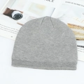 Minimalist light grey knitted beanie with ribbed cuff for winter warmth and wind protection - Light Gray