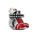Silver Christmas stocking bead with red enamel finish for DIY jewelry bracelets - Christmas Stocking Bead (Red Enamel)