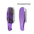 Electroplated purple scalp massage hairbrush with ergonomic handle and fine bristles - Upgraded Short Handle / Electroplated Purple