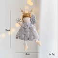 Plush Christmas angel girl ornament with grey dress and antlers, 15cm hanging decoration - Grey (Style C)