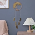 Tree of Life dreamcatcher with yellow crystals and amber agate slices home decor - Summer Light Crystal Trunk Agate Slice