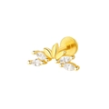 Elegant 925 sterling silver leaf stud earring with four marquise-cut marquise zircons - Leaf Cluster - Gold
