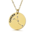 Golden Cancer zodiac necklace with sparkling crystals and fine chain for women - Cancer (KN118008-GC)