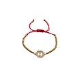 Adjustable red rope bracelet with gold-plated zircon Virgin Mary medallion pendant - Gold Beads Red Rope