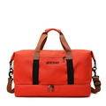 Grand sac de fitness orange avec compartiment à chaussures et poignées marron robustes - Rouge Orangé