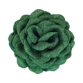 Dark green fabric rose hair claw clip with detailed layered linen petals and textured finish - 12cm / Dark Green