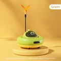 Green UFO automatic cat toy with natural orange feathers and USB charging port - Electric Automatic Version (No Remote) / Green