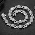 Silver-toned iced out Cuban chain necklace with oval zircon stones and pavé link details - Platinum