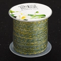 Three-strand braided flat cotton jewelry cord in green, yellow, and silver on a spool - 18# Green Yellow Gray Mixed