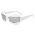 Lunettes de soleil Y2K avec monture blanche et verres miroir argentés tendance - Monture Blanche Verres Miroir Argent