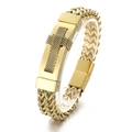 Bracciale hip hop in acciaio inossidabile dorato intrecciato con croce per uomo - Oro