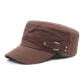 Men's dark brown cotton cadet cap with side metal buckle detail on white background - Adjustable / Coffee