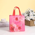 Pink Mother's Day non-woven gift bag with red roses and butterfly decorations - 23*22*11 / Rose Butterfly Style (4008-4)