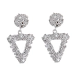 Elegant silver snowflake pearl brooch with hammered triangular pendant on white background - Silver Triangle Earrings