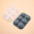 Silikon-Eiswürfelform für Rosen mit dunkelgrauer Basis und weißem Deckel, 6er-Set - Spacegrau