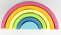 6-piece wooden rainbow stacker in pastel pink and blue colors for early childhood learning - 6-Piece Set / Small Pine Rainbow (Matte Macaroon)