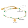 Pulsera de acero de titanio con colgante de concha dorada y cuentas de cristal verde - Pulsera de Concha Dorada (15+6cm)