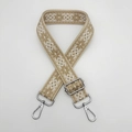 Beige and light brown geometric jacquard canvas strap with silver metal lobster clasps - Beige Edge Apricot Silver Hook