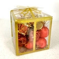 Weihnachtsbaumschmuck Set in Luxusbox mit roten Mini-Geschenken und goldenen Trommeln - Gold Rot