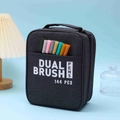 Deep grey Oxford cloth storage bag for 144 dual brush pens with sturdy handle - 144 Colors CD Case Set (White Barrel)