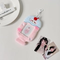 Porte-carte en peluche rose et bleu en forme de boisson avec cerise et crochet - Pingouin de Dessin Animé / Rose