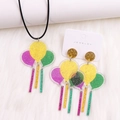 Colorful glitter resin balloon jewelry set including necklace and drop earrings - Balloon-Set