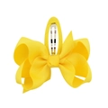 Cute yellow bow hair clip with ribbed fabric texture and matching wrapped snap clip - Yellow