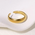Minimalist 18K gold plated stainless steel open ring shown from a 45-degree angle - Smooth Open / Gold