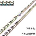 Rainbow plated stainless steel Cuban link necklace, 8mm width and 600mm length - Rainbow Necklace (KN198433-Z)