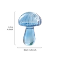 Blue mushroom glass vase for plants and flowers with clear dimension labels - Glass Umbrella Mushroom - Blue