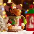 Christmas reindeer candy jar gift box with knit scarf and bell details in festive red - Antler Scarf Reindeer (Candy Box-S217-C)