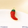 Enamel red chili pepper pendant in gold stainless steel for DIY jewelry making 13x6mm - Chili Pepper (KLJ10755-ZLA)