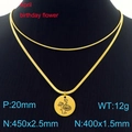 Collana a doppio strato dorata con ciondolo fiore del compleanno su busto nero - Aprile Margherita (Oro)