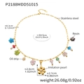 Detail view of colorful resin flowers and mushroom charms with chain size dimensions - Golden Flower Style (P2188)
