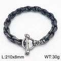 Bracelet cubain vintage argent pour homme avec fermoir crâne OT, détails taille 210x8mm - Style à Fermoir à Bascule Crâne et Os Tissage à Maillons Multiples (KB179424-Z)