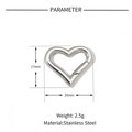 Technical drawing of a 17x20mm heart-shaped stainless steel spring clasp with dimensions - Heart (17*20mm) / Silver