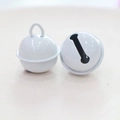 Two 22mm matte white painted metal bells for DIY crafts and pet accessories - White