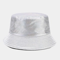 Detailed view of silver sequin sun hat showing reflective metallic glitter texture - M (56-58cm) / Silver Sequin