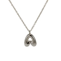 Balloon style letter A pendant necklace in silver finish with polished mirror surface - Letter A / Silver