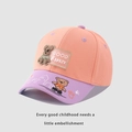 Detail of baby baseball cap with 3D bear patch and colorful skating bear print brim - 48-52cm / Orange