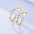 Detailed close-up of S925 hallmark on gold plated sterling silver hoop earrings - 925 Silver / Gold Plated White Zircon